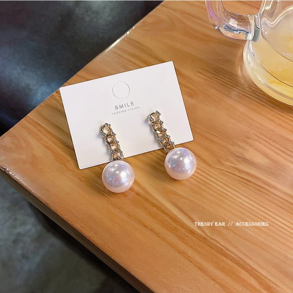 💙💕Last one Pearl Golden Chain Earrings - Picture 2 of 12